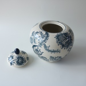 고품질 우아한 프린트 블루 플라워 세라믹 애완동물 유골함 수제 도자기 장례용 유골함 - Product Image 5