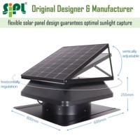 Ventilateurs d'échappement HVAC à hélice en acier à 7 pales de 14 ''Hybrid Solar 50W Ball Bearing Attic Vent Heat Extractor for Farm Roof Ventilation