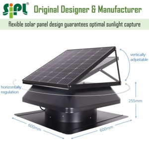 14 ''7-Blade thép cánh quạt HVAC Quạt thông gió lai năng lượng mặt trời 50 Wát bóng mang gác mái Vent nhiệt extractor cho trang trại mái thông gió - Product Image 2