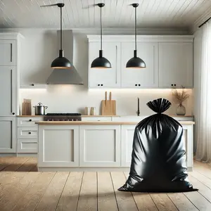 Industrial-Grade <b>Black</b> Side Gusset Trash <b>Bags</b> <b>Heavy</b>-<b>Duty</b> Tear-Resistant for Commercial & Household Use Security Feature - Product Image 2