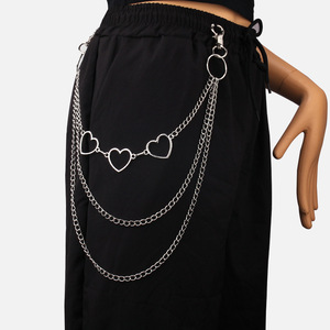 Chaîne de taille multicouche en forme de cœur Yueli, en alliage de zinc, style hip-hop, pour un usage quotidien, unisexe - Product Image 1