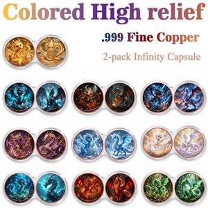 Moneda de Cobre Puro 999 de 1 oz, Paquete de 2 Cápsulas Infinity, Dragón Joven Eclosionando, Colorido, Alto Relieve, Edición de Coleccionista 3D - Product Image 2