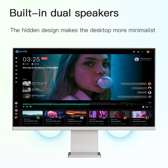 27-Inch LED KVM HDR 4K 75Hz IPS Panel Aluminum Alloy Three Sided Narrow Frame Desktop Office Monitor