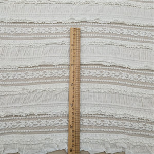 Tissu en dentelle élastique écologique en nylon-spandex blanc tricoté pour vêtements et décoration de vêtements avec motif floral - Product Image 3