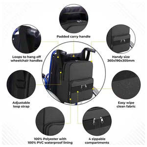 Sac de rangement portable classique pour fauteuil roulant avec fermeture éclair, grande capacité, léger, à suspendre au dossier, sac de marche suspendu - Product Image 2