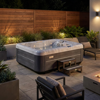 Bain à remous carré autoportant VIRLUX moderne avec panneau de commande intelligent et éclairage LED chromothérapie pour spa extérieur à domicile