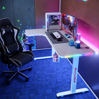 Bureau de jeu pliable en forme de L YZ avec éclairage RGB, construction métallique, compatible PC