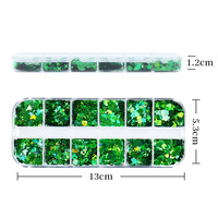Paillettes pour ongles en forme de cœur vert laser, trèfle à quatre feuilles, série de paillettes pour la Saint-Patrick