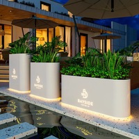Jardinières Commerciales LED en Acier Galvanisé, Boîte de Jardinage Extérieure en Métal Étanche avec Éclairage LED pour Jardin et Café - Durables et Luxueuses