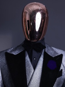 Hecho a medida un botón <span class=keywords><strong>plata</strong></span> y negro Jacquard solapa novio esmoquin boda hombres trajes graduación cena Blazer - Product Image 3