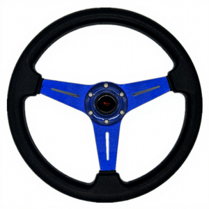 Custom Pu Steering <b>Wheel</b> 14 Inch 3 <b>Spokes</b> Blue 40MM Grip Size for Wuling Go Karts - Product Image 1