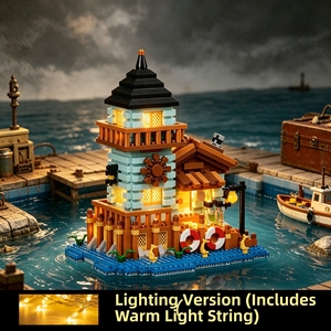 Blocchi da Costruzione Cabina sul Lungomare, Piccolo Giocattolo in Plastica ABS con Luce Calda, Educativo, Scala 1:8, Puzzle Fai-da-Te, Età 14+ - Product Image 2