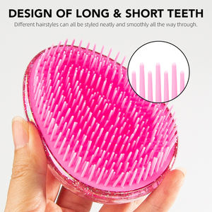 <span class=keywords><strong>Cepillo</strong></span> Desenredante para Niños, Portátil, para Cabello Mojado y Seco, Sin Enredos, Masaje de Cuero Cabelludo, Forma de Huevo, con Brillantina - Product Image 4