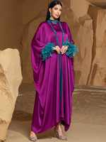 Abaya élégante et modeste pour femmes, manches longues, en polyester respirant, taille unique, pour Dubaï, Ramadan, célébrations turques, vente en gros SJ