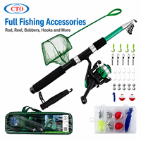 Canne à pêche portable XT469N2 2,10 m en fibre de verre avec poignée EVA, moulinet XT200, ensemble de pêche 31 pièces pour la pêche en surfcasting et la pêche depuis le rivage