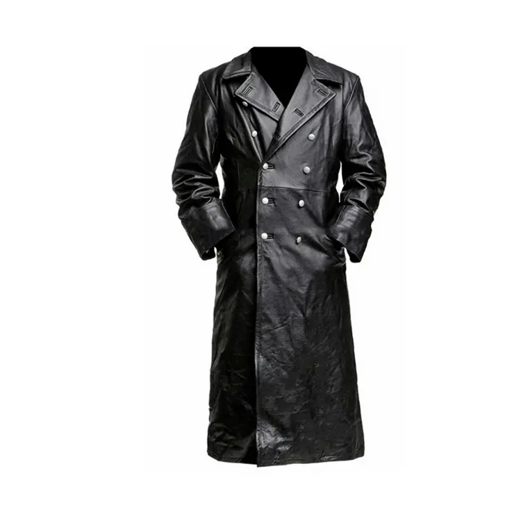 Wool & Blends Jackets Men Reversible Breathable Anti-shrink OEM Service Wholesale New Designs Long Leather Jacket Coat for Men