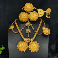 Ensemble de bijoux pour femmes en alliage éthiopien plaqué or 24 carats, 6 pièces, design géométrique du Moyen-Orient, zircon, cadeau de mariage