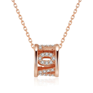 Ciondolo in oro rosa con diamanti taglio brillante rotondo, stile classico per l'uso quotidiano da donna - Product Image 1