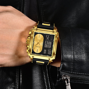 Reloj Digital de Doble Pantalla para Hombre Foxbox, Correa de Acero Inoxidable Dorado y Negro, Resistente al Agua 3BAR, Movimiento de Cuarzo de 12 mm de Grosor - Product Image 4