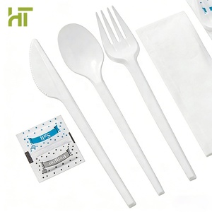 Ensemble de couverts jetables en plastique PS PP 2g, poids moyen et écologiques, cuillères, fourchettes, couteaux, pour fêtes, mariages, camping - Product Image 4