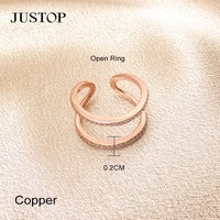 Bague de fiançailles classique en laiton plaqué or rose, ajustable, double couche, style coréen exquis, creuse, micro-pavé de zircons