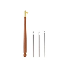 Vente d'usine manche en bois broderie perles aiguille outils paillettes perles aiguille ensemble Crochet trousse à outils Tambour crochet avec 3 aiguilles