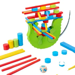 Hot selling cleverly designed crocodile balance stacking game wooden brain toys.