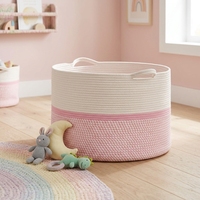 Grand panier à linge en corde de coton avec poignées, couleurs et tailles personnalisables, panier de rangement tissé pour la maison, la chambre et la salle de bain