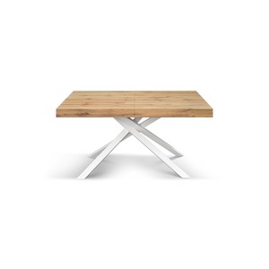 โต๊ะอาหารยืดหดได้ George ขนาด 160x90 ซม. รุ่น Rustic Oak ฐานโลหะ สำหรับใช้ภายใน - Product Image 6
