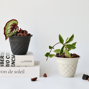 Maceta de Cerámica con Forma de Cono, Esmaltada, de Cerámica Gruesa, Linda, Blanca y Negra, Transpirable, con Orificio de Drenaje, Ecológica para Jardín - Product Image 6