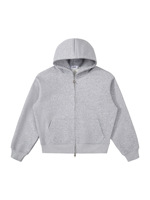 Sweat à capuche unisexe court zippé oversize vierge avec logo personnalisé, style streetwear