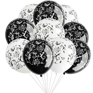 12 pouces Latex Ballons Fleur Motif Noir Blanc Qualatex Ballons Vente Chaude Ballon Fabricants
