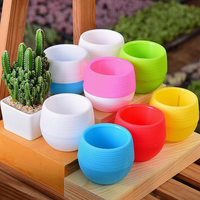 Mini pot de fleurs circulaire en plastique moderne, écologique et durable pour plantes succulentes, décoration de bureau à domicile