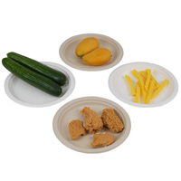 Plaque ronde en bagasse de 7 pouces plaquée sans produits chimiques jetable Plaque de pulpe de canne à sucre