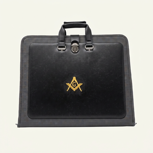 Estuche rígido de cuero suave magnético personalizado para delantal masónico con lentejuelas bordadas y distintivo cosido - Product Image 1