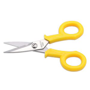 Tijeras multiusos de acero inoxidable con mango amarillo, tijeras de electricista de grado industrial para cortar alambre y chapa metálica - Product Image 3
