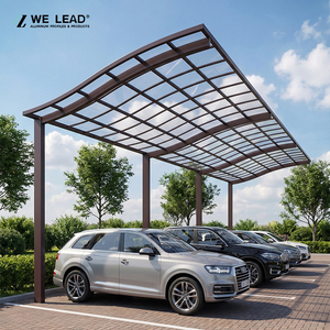 Abri de voiture en aluminium moderne à toit plat, structure thermolaquée, pour 3 voitures, abri extérieur - Product Image 2