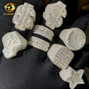 Nhẫn nam bạc 925 mạ đá Moissanite VVS, kiểu Hip Hop, nhiều tùy chọn, chứng nhận GRA, trang sức kim cương, nhẫn đô la - Product Image 3