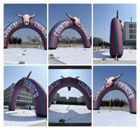 Arche gonflable publicitaire personnalisée en forme de tête de bœuf, 15 m de large, pour événements, installation facile.