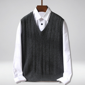 Venta al por mayor OEM logotipo personalizado de moda 100% <span class=keywords><strong>lana</strong></span> sin mangas de punto Cachemira chaleco suéter de <span class=keywords><strong>lana</strong></span> para las mujeres - Product Image 2
