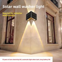 Projecteur Mural Solaire Architectural Haut/Bas 4 LED IP65 Étanche 2400mAh Angle de Faisceau 15° Applique d'Angle Jardin Cour