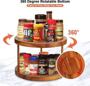 กล่องไม้อะคาเซีย lazysusan เก็บจานเสียงเหมาะสำหรับตู้ที่จัดระเบียบ Table360-degree หมุนได้ - Product Image 2