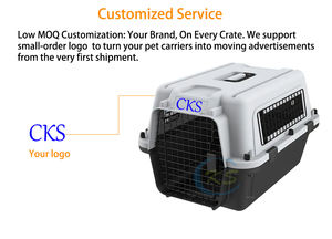 Pequeña caja de aire de plástico para mascotas con puerta de alambre de hierro rodante Transportadores de mascotas transpirables Transportadores de gatos Animales pequeños Jaulas para perros Viajes para mascotas - Product Image 5