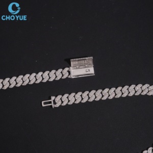Hip Hop Jewelry Men's 925 Silver Rhodium Plated Prong Setting Moissanite Diamond Cuban Link Chain Necklace & Bracelet Wholesale - Product Image 4