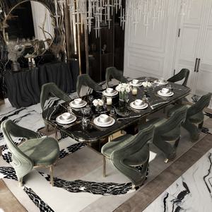 가구 스타일 하이 퀄리티 현대 골드 스테인레스 스틸 럭셔리 식당 의자 벨벳 의자 Sillas De Comedor 빌라를위한 - Product Image 3