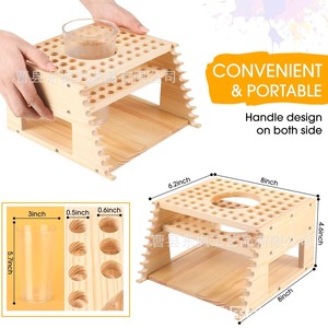Soporte de madera para pinceles, estante de almacenamiento de escritorio de madera maciza de 3 capas para organizar lápices y pinceles de acuarela - Product Image 4