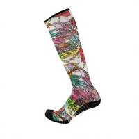 Chaussettes de compression imprimées pour femmes, hauteur genou, en fibre de bambou, anti-odeur, respirantes, pour le sport, la course et les voyages