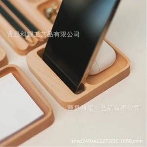 Caja de Almacenamiento de Papelería de Madera Personalizada con Compartimentos para Escritorio de Oficina, Soporte para Teléfono y Gafas, Uso Doméstico - Product Image 4