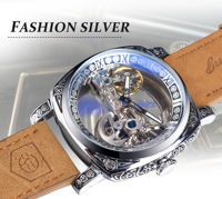 Montre mécanique automatique rétro carrée transparente Forsining 2026 pour homme, argentée, lumineuse, à remontage automatique, design squelette, avec bracelet