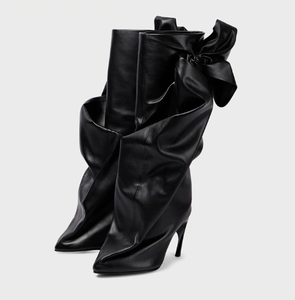 Bottines à talons aiguilles personnalisées Bliberry surdimensionnées avec nœud, design 2026, bottes sexy pour filles, bottes en cuir à tige large pour femmes, hauteur genou - Product Image 5